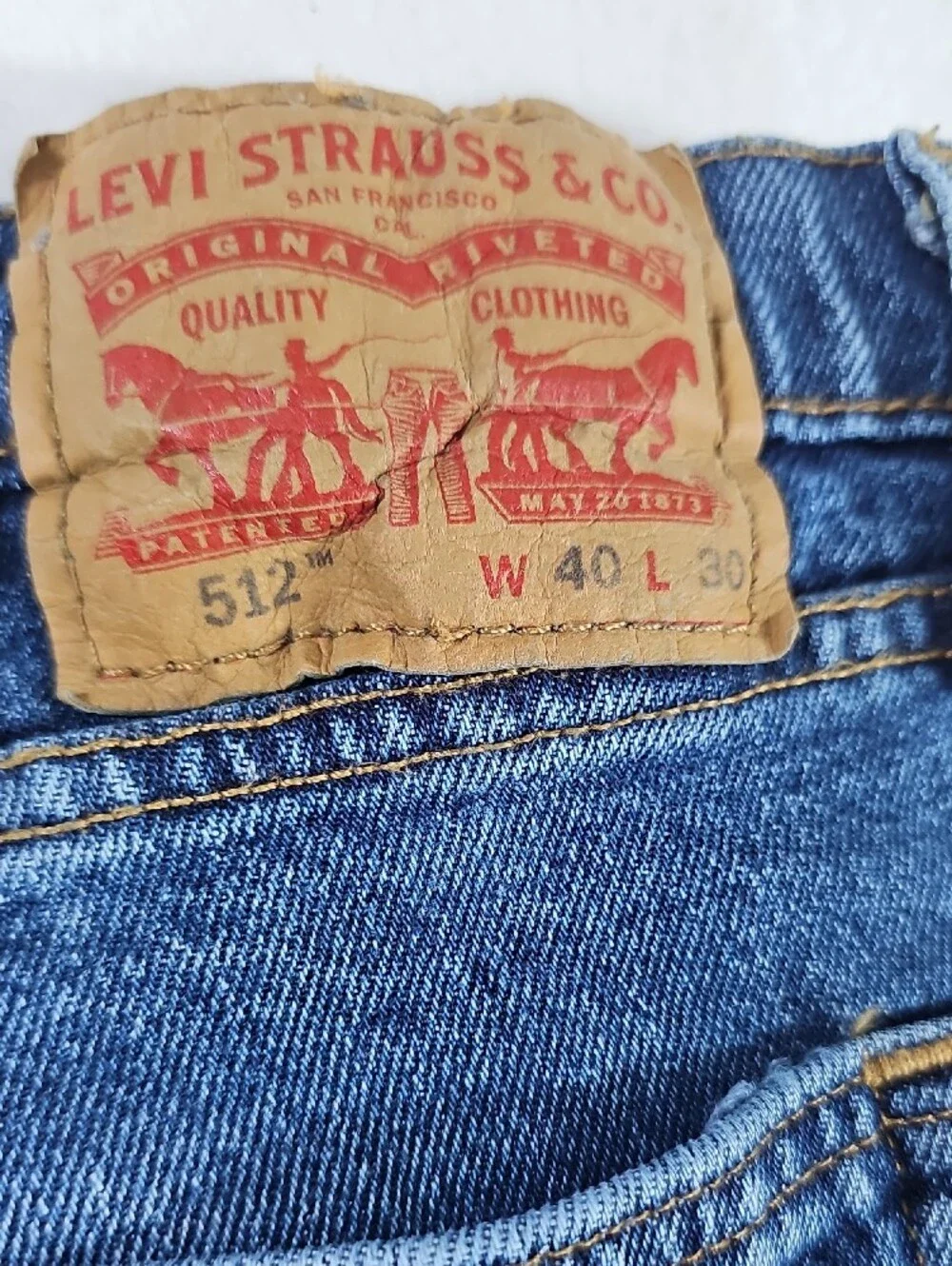 Levis 512 Slim Taper Jeans Mens 40x30 Blue Medium Wash Denim Pants 512-0001